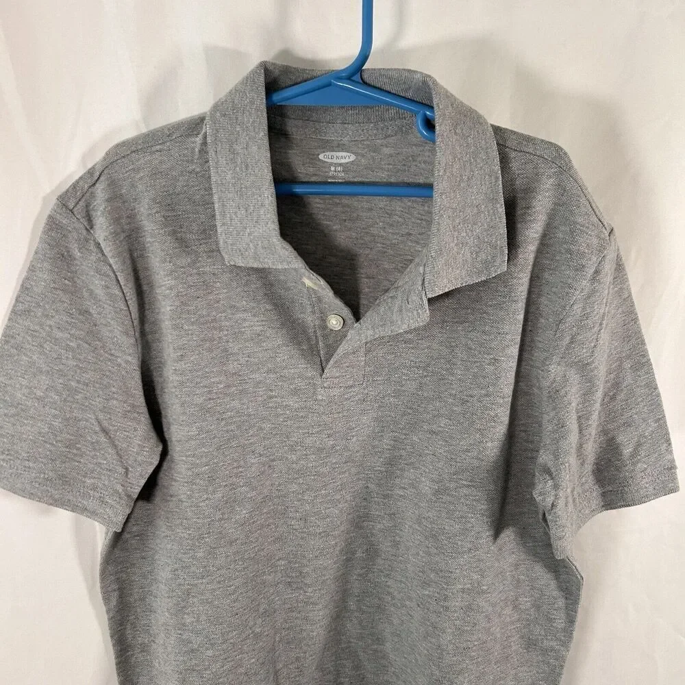 New Old Navy Polo Boys Medium Grey Short Sleeve Collared Cotton Blend